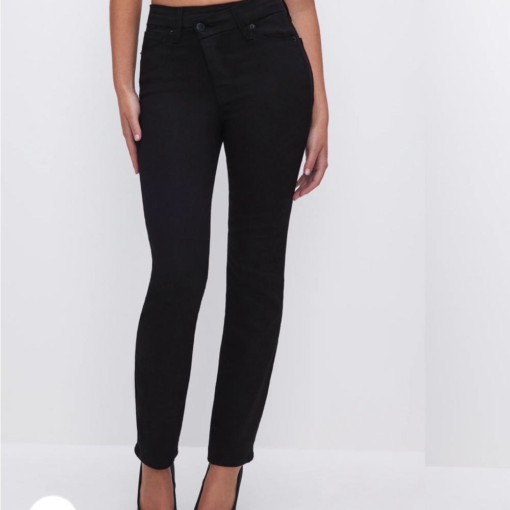 NEW WITH TAGS Good American - Good Waist Crossover Black Jeans - Size 4 / 27